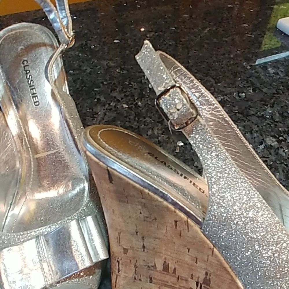 CityClassified Silver Glitter Slingback Wedges - Picture 8 of 8
